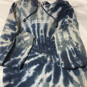Neon Riot Hoodie Mens L tie dye blue